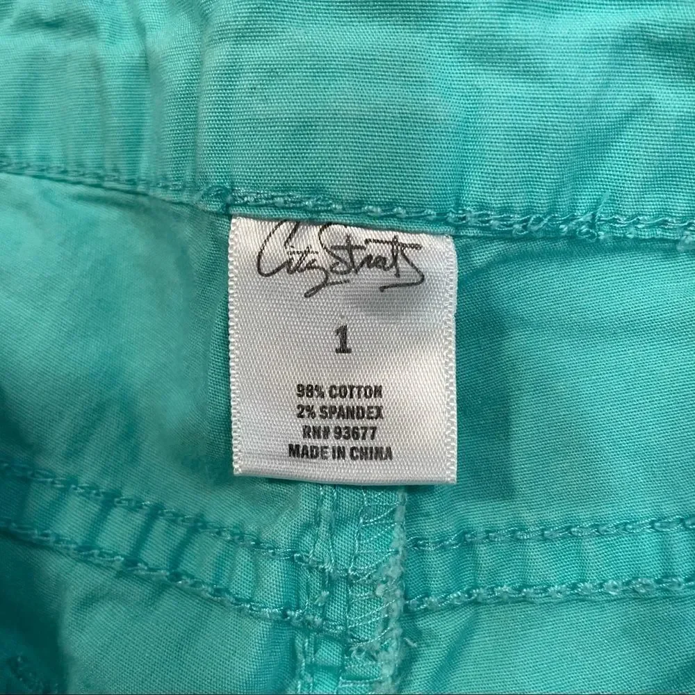City Streets jr size 1 stretch cotton teal shorts